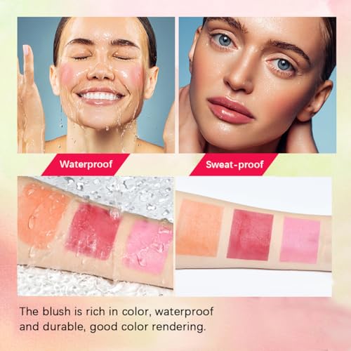 3-in-1 Cream Blush Stick - Waterproof Natural Tinted Makeup for Cheeks, Lips and Eyes #03 Coral Orange
