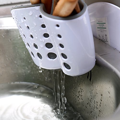 Eunion White Kitchen Sink Caddy Sponge Holder - Faucet Organizer