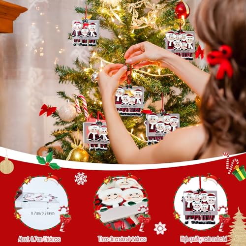 Personalized Family Christmas Ornament 2026 - Resin Holiday Tree Decor with DIY Names (Family of 3)