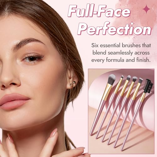 HEYOTECK 6Pcs Professional Makeup Brush Set Soft Synthetic Face Brushes