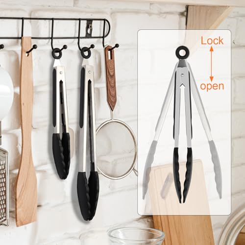 JIDSPWLS 2 Pack Premium Stainless Steel Kitchen Tongs, 9'' & 12''