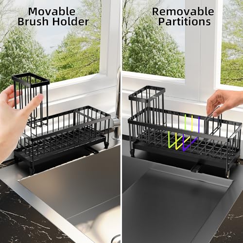 Moforoco Extra Large Stainless Steel Kitchen Sink Caddy - Black