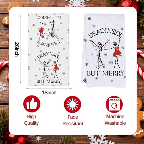 SolarGlory 4-Piece Gothic Christmas Kitchen Towels, Skeleton Dish Towels