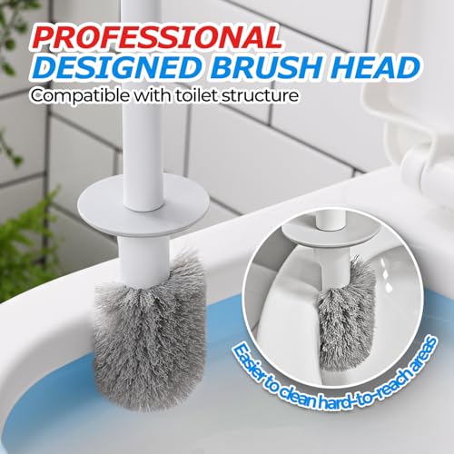FORASTO Toilet Bowl Brush and Holder Set - Splash Proof & Space Efficient