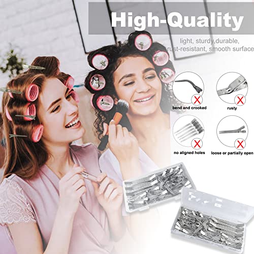 42Pcs Metal Hair Styling Clips Set - Silver Duckbill & Alligator Pins with Storage Case