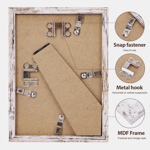 Fixwal 5x7 Distressed White Picture Frame - MDF with Plexiglass