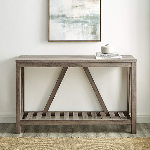 Walker Edison Modern Farmhouse Accent Entryway Table Entry Table Living Room End Table, 52 Inch, Grey Wash