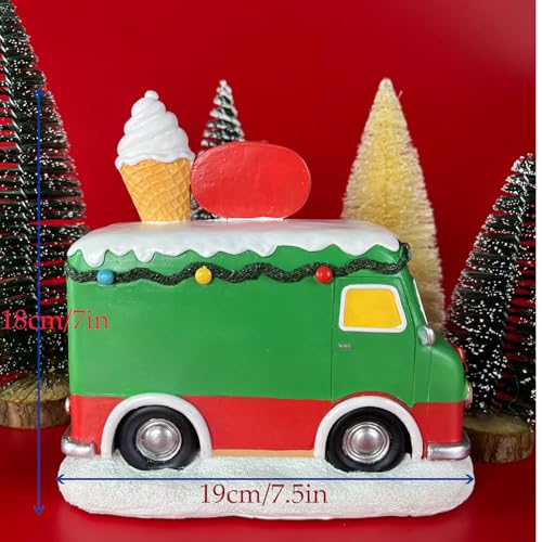 Christmas Village Food Truck Decor with Music & LED Lights - Handcrafted Resin Scene