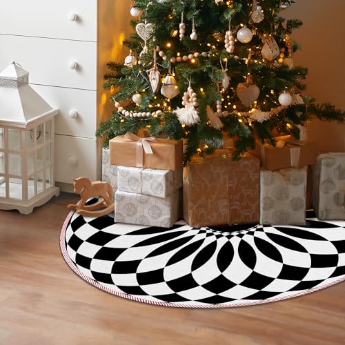 Black and White Christmas Tree Skirt 36 Inch - Modern Holiday Decor - Abstract Xmas Home Accent - Variation of THIS listing