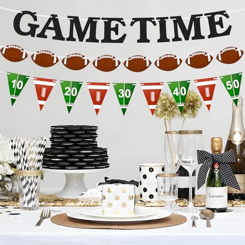 Football Party Decorations Banner Set - 3-Pack Pre-Strung Decor