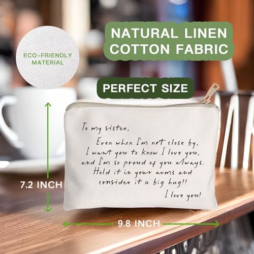To My Sister Long Distance Makeup Bag Linen Cosmetic Gift