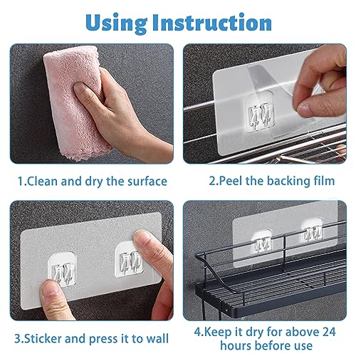 Chris.W 4 Pack Clear Suction Adhesive Wall Stickers for Bathroom Shower Shelf