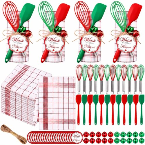 Christmas Kitchen Utensil Set with Grid and Silicone Whisks - 12 Sets 98 Pcs, Holiday Cooking Gifts