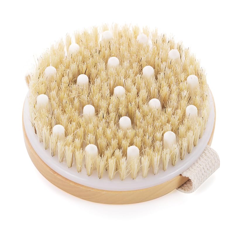 Giova Bamboo Dry Body Brush with Silicone Nodes and Natural Bristles