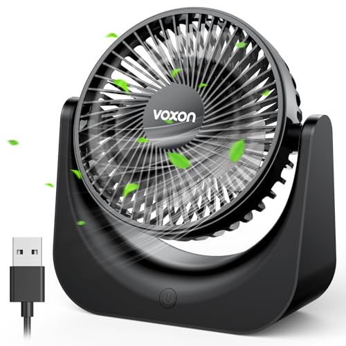 VOXON 5.5-Inch USB Desk Fan - 5 Speed Quiet Cooling, Adjustable Angle