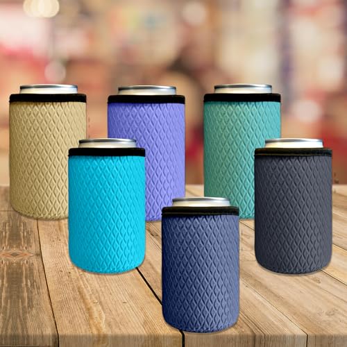 Klyrith 6 Pack 12 oz Insulated Can Cooler Sleeves - Reusable Neoprene Drink Holders