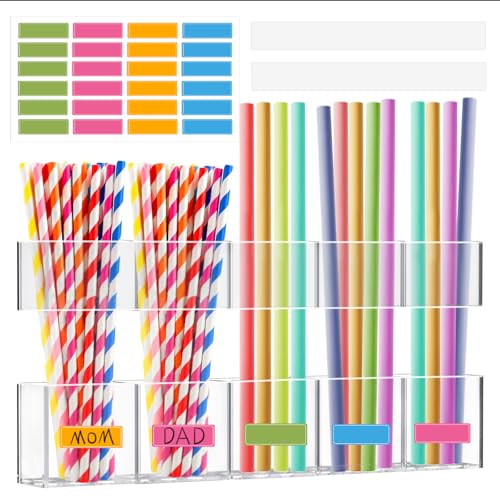 Ragontil Adjustable Acrylic Straw Holder for Cabinet Doors