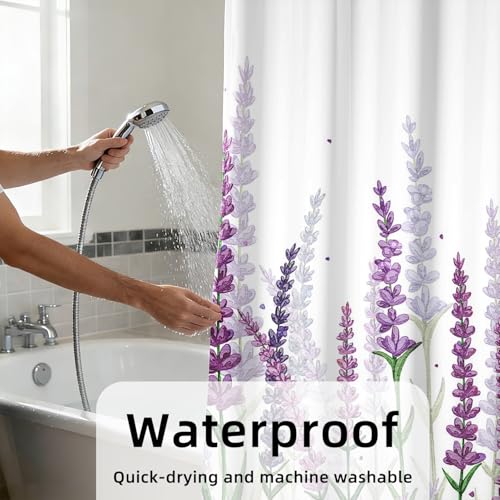 Yeele Lavender Floral Shower Curtain Set - 36" x 72" Purple