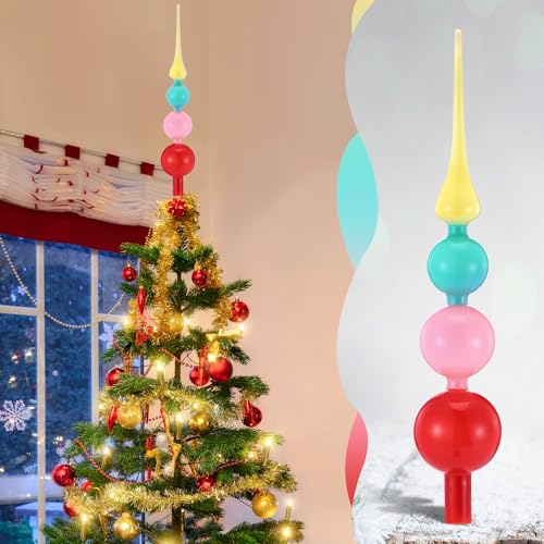 Mercury Glass Christmas Tree Topper - 15 Inch Macarons Vintage Finial