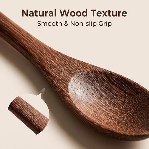 2 Premium Handcrafted Wooden Coffee & Espresso Spoons - 7.8 Inch Long Handle
