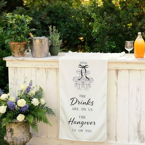 Tegeme Fabric Wedding Bar Sign | Rustic Signature Drinks Decor 60x24
