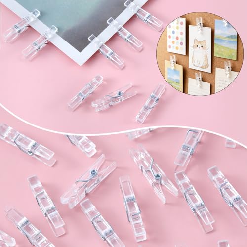 Clear Mini Clothespins - 100 Pcs Durable 1.4 Inch Plastic Clips for Crafts & Decorations