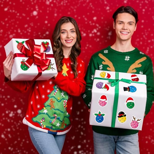 Haooryx Christmas Pickleball Stickers 1000 Pcs Bulk Waterproof Vinyl Decals