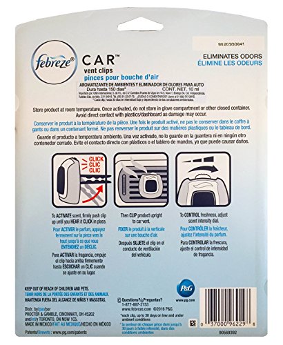 Febreze Car Air Freshener Clips - Linen Scent, 0.33 Fl Oz (Pack of 5)