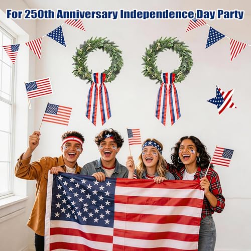 Patriotic Wreath Sash Set - 4th of July Red White Blue Ribbons