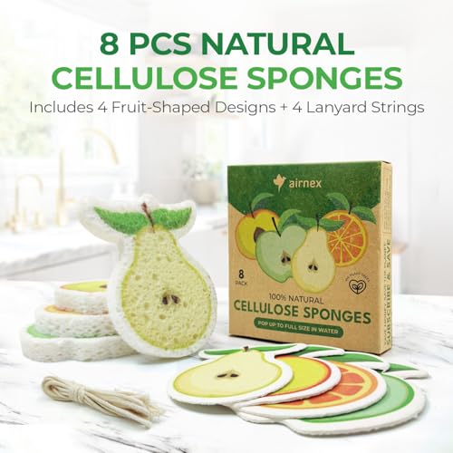 AIRNEX Eco-Friendly Fruit Shaped Kitchen Sponges - Pack of 8