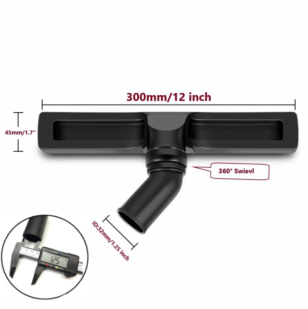 AOMUCH 12" Universal Vacuum Cleaner Attachment 360° Swivel Floor Brush Tool 1.25" 32mm ID Vacuum Brush Accessorie