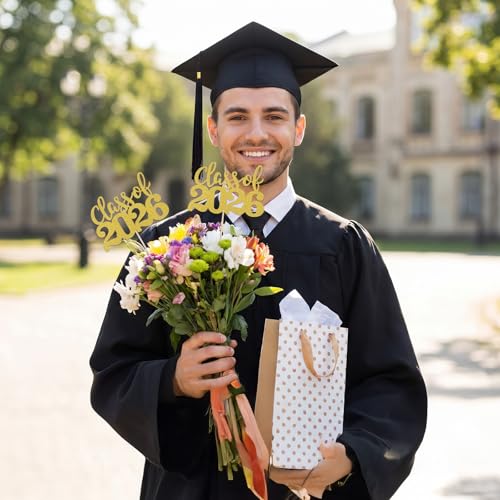 Class of 2026 Graduation Centerpieces - 12 Double-Sided Glitter Sticks