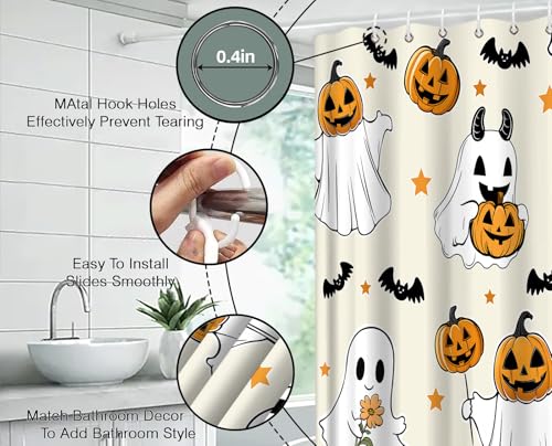 Halloween Ghost Shower Curtain 36x70 Inches Bathroom Decor Fabric with Hooks