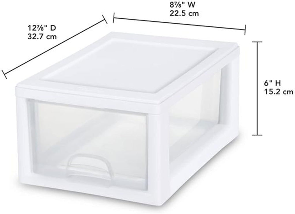 Sterilite 6-Pack Stacking Drawer Set - Clear Storage Organizers with White Frame for Clothes & Accessories