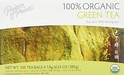 Prince of Peace Organic Green Tea - 100 Tea Bags, Low Caffeine
