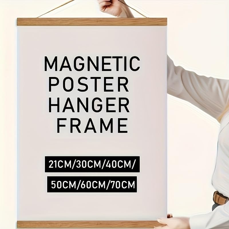 Skiennix Magnetic Poster Hanger Frame - Stylish Teak Wood Display for 20x24 to 20x30 Posters | Perfect for Wall Art & Tapestries
