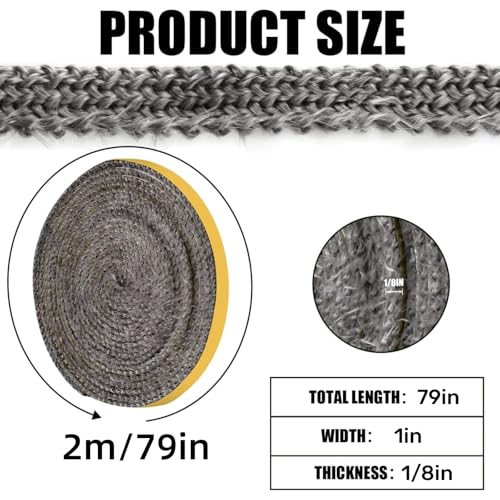 Self-Adhesive Fiberglass Stove Gasket Tape, 1/8" Thick x 1" Wide, 79" Length