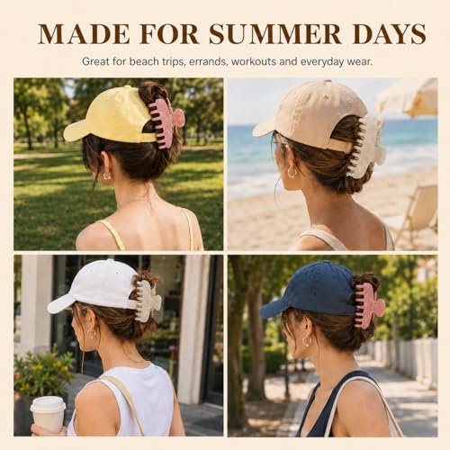 Aileam 2 Pcs Large Hat Claw Clips for Baseball Caps Tortoise Shell