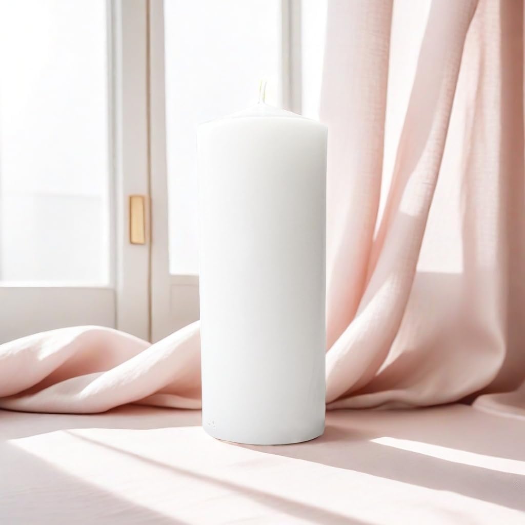 Skiennix White Pillar Candle Set - 2 Large Unscented Decorative Candles | Perfect for Parties, 2.4" x 6" (2PC)