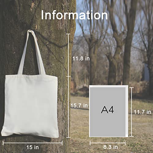 Cute Canvas Tote Bag with Inner Pockets for School
