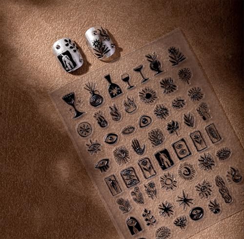 5D Embossed Vintage Nail Art Stickers Self-Adhesive Goth Decals
