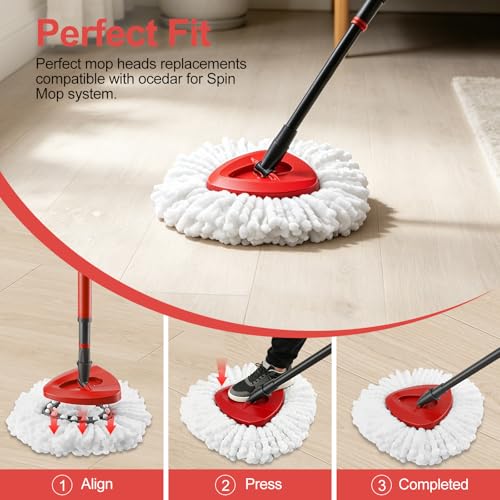 4-Pack Microfiber Spin Mop Replacement Heads for O-Cedar EasyWring