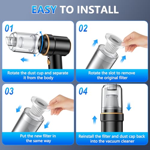 KMM HEPA Replacement Filters for LT-117C Car Vacuum | 2 Pack, Washable & Reusable