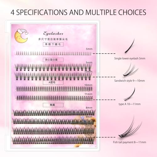 LASHGLSO 320 Pcs DIY Cluster Lashes Kit with Lower Wispy Lashes