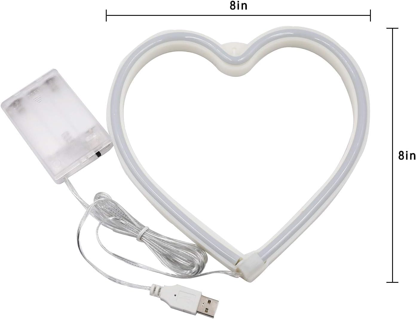Skiennix Neon Heart Sign - 2-Pack Battery Operated or USB Powered | Perfect for Valentine's Day & Room Decor (Pink & Red)