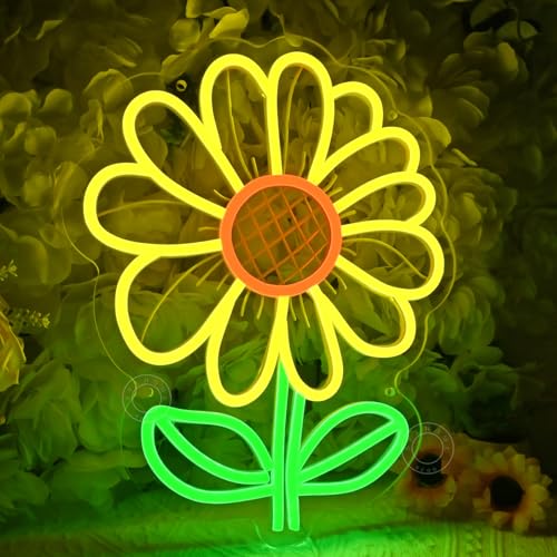 Sunflower LED Neon Light Sign Kids Room Wall Decor - Yellow, Orange, Green