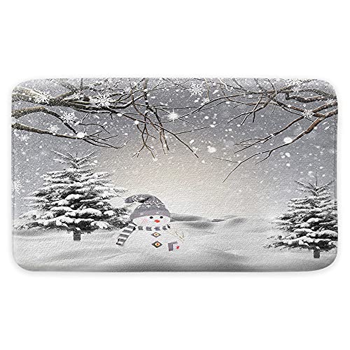 JAWO Winter Christmas Bath Mat - Cute Snowman Non-Slip Rug 17x29"