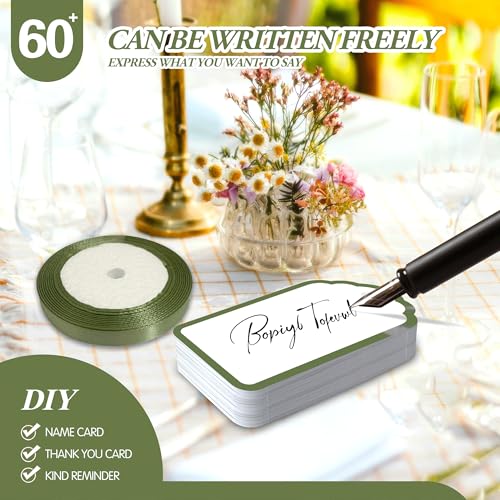 60 Elegant Place Cards with Satin Ribbon for Weddings & Events