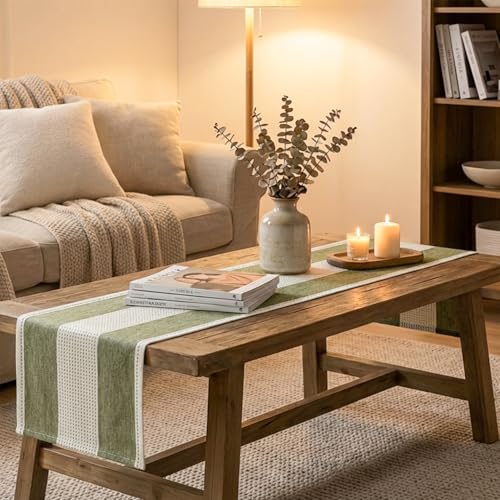 Artoid Mode Sage Green Farmhouse Table Runner 13x72 Inch - Rustic Kitchen Decor
