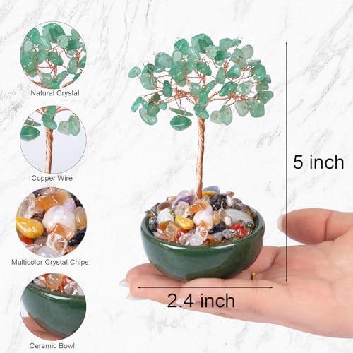 QLRSUXN Green Aventurine Tree of Life Crystal Decor - Money & Feng Shui Gift